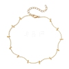 Brass Curved Bar Link Chains with Round Ball Charms Anklets for Women AJEW-AN00713-2