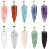 Olycraft 10Pcs 10 Style Natural & Synthetic Gemstone Pointed Pendants G-OC0003-07-1