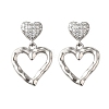 Hollow Heart Brass Micro Pave Clear Cubic Zirconia Dangle Stud Earrings EJEW-Z099-02P-02-4