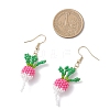 304 Stainless Steel Glass Seed Beads Carrot Dangle Earrings EJEW-MZ00579-01-4
