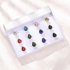 304 Stainless Steel with Glass Cuff Rings for Women RJEW-K309-41A-2
