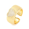 Brass Micro Pave Clear Cubic Zirconia Cuff Rings RJEW-U047-18G-4