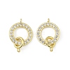 Brass Micro Pave Clear Cubic Zirconia Ring Connector Charms KK-H527-25G-1