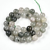 Natural Green Rutilated Quartz Round Beads Strands G-T140-10mm-02-1