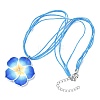 Flower Polymer Clay with Wax Cord Pendant Necklaces & Dangle Earrings Sets FS-WG2CAA9-02-3
