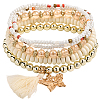 1 Set Bohemian Vacation Style Glass Beaded Stackable Stretch Bracelets Set for Women BJEW-SP0001-13-1