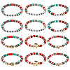 12Pcs 2 Sets Christmas Theme Polymer Clay Heishi Beaded Stretch Bracelets BJEW-ME0001-17A-1