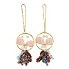 Butterfly Brass & Natural Rose Quartz Pendant Decorations HJEW-Z007-04G-04-1