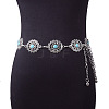 Alloy with Synthetic Turquoise Oval Flower Link Chain Waist Chains for Women FS-WG10943-01-1