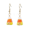 Candy Corn Handmade Lampwork Dangle Earrings EJEW-JE05869-1