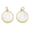 Rack Plating Brass & Natural White Shell Pendants SH-CBA6629-32G-1