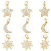 9Pcs 3 Styles Brass Micro Pave Cubic Zirconia Pendants ZIRC-BBC0003-75-7