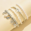 4Pcs Bohemian Style Zinc Alloy & Plastic Pearl & Natural Shell & CCB Plastic Anklet Sets FS-WGD84C1-01-4