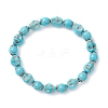 Halloween Dyed Synthetic Turquoise Skull & Round Beaded Stretch Bracelets for Men Women BJEW-JB12255-02-2