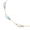 Dyed Rice Natural Shell & 304 Stainless Steel Link Chain Anklets AJEW-AN00727-4