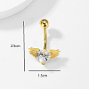 Stylish Heart with Angel Wings 201 Stainless Steel Pave Clear Cubic Zirconia Belly Button Ring for Women Men LS-KH5304-1