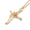 304 Stainless Steel Cross with Flower Pendant Necklaces for Women NJEW-A020-03C-G-1