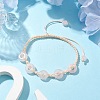 Natural Rose Quartz Rondelle Braided Bead Bracelets BJEW-TA00492-03-2