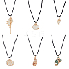 ANATTASOUL 6Pcs 6 Style Natural Shell Pendant Necklaces Set with Wax Cords for Women NJEW-AN0001-42-1