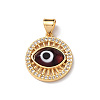 Lampwork Evil Eye Pendants with Clear Cubic Zirconia ZIRC-L102-11G-3