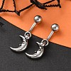 Crescent Moon Face 316 Surgical Stainless Steel Belly Button Rings/Earrings EJEW-G416-14AS-1