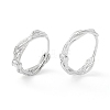 Twisted Rhodium Plated 925 Sterling Silver Small Huggie Hoop Earrings EJEW-I260-37P-3
