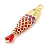 Brass Enamel Fish Connector Charms KK-H527-11G-03-2
