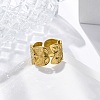 Leaf 304 Stainless Steel Open Cuff Rings for Women RJEW-M019-14G-1