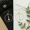 4 Pairs 2 Colors Alloy & Iron Plastic Imitation Pearl Ring Dangle Earrings EJEW-HY0001-28-3