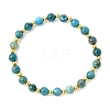 6MM Round Natural Apatite and Brass Beaded Stretch Bracelets for Women BJEW-JB14032-3