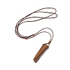 Natural Black Obsidian Nugget Pendant Necklace with Waxed Cord for Women NJEW-F306-01E-2