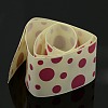 1-5/8 inch(40mm) Beige and Pale Violet Red Dots Printed Grosgrain Ribbon Wedding Sewing DIY X-SRIB-A010-40mm-04-2