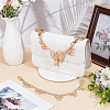 2Pcs 2 Styles Alloy Enamel Pink Bowknot Charm Cable Chain Purse Decorative Chains HJEW-BBC0001-49-4