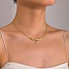 304 Stainless Steel Pave Clear Cubic Zirconia Pendant Necklaces for Women UD0766-1-3