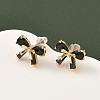 Brass Micro Pave Cubic Zirconia Bowknot Stud Earrings EJEW-D337-02G-2