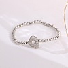 Brass Micro Pave Clear Cubic Zirconia Beaded Stretch Bracelets for Women FS-WG5260F-16-1