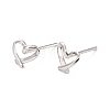 Anti-Tarnish Open Heart Rhodium Plated 925 Sterling Silver Stud Earrings EJEW-I259-07P-1