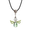 Angel Glass Sead Beaded Wing Pendant Necklaces NJEW-MZ00090-05-2