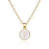 Alloy White Enamel Flat Round with Letter Pendant Necklaces FS-WG63565-16-1