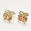 Brass Cubic Zirconia Pendants & Stud Earrings & Adjustable Rings Jewelry Sets SJEW-S043-02-4