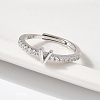 S925 Sterling Silver Adjustable Letter Rings for Women RJEW-M068-01P-V-5