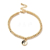 PVD Vacuum Plating 304 Stainless Steel Flat Round with Yin Yang Charm Bracelet with Enamel BJEW-B057-02G-1