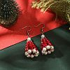 Glass with Shell Pearl Dangle Earrings for Women EJEW-TA00576-2