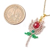 3Pcs 3 Styles Glass Seed Beaded Flower Pendant Necklaces NJEW-MZ00080-5