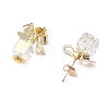 Alloy with Glass Dangle Stud Earrings EJEW-JE06117-3