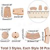 CHGCRAFT 90Pcs 3 Style Unfinished Wood Connector Charms DIY-CA0004-66-2