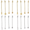 8Pcs 4 Styles 304 Stainless Steel Curb Chain Extender STAS-YW0003-35G-2