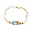 Golden Tone Brass Link Bracelets BJEW-L639-14G-1