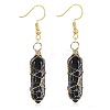 Obsidian Hexagon Handmade Copper Wire Wrapped Earrings Natural Stone Column Earrings ND6138-16-1