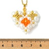 Imitate Austrian Crystal Bicone Glass & Glass Pearl Beaded Heart Pendant 304 Stainless Steel Cable Chain Necklaces for Women NJEW-MZ00154-5